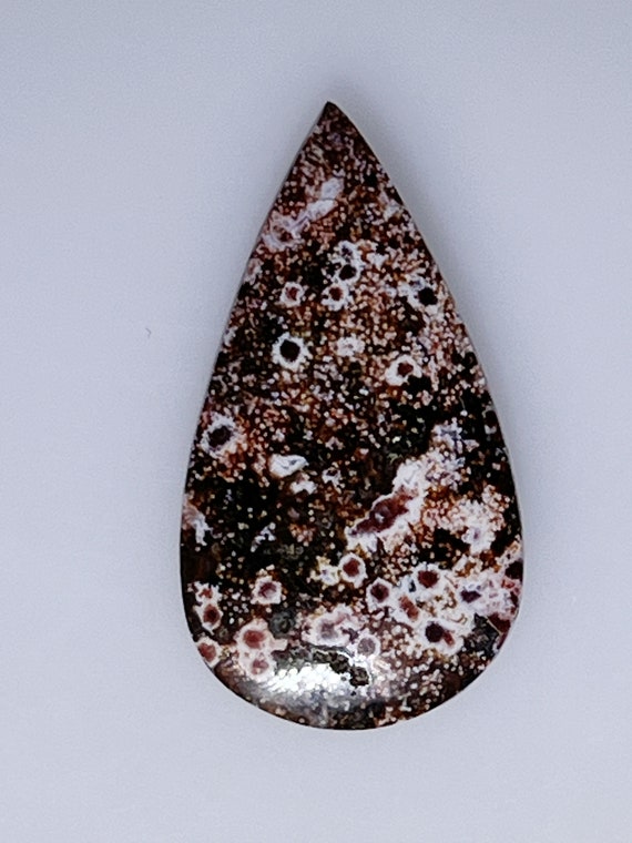 Rich Red Brown Ocean Jasper Pear or Teardrop Cabochon, Lots of