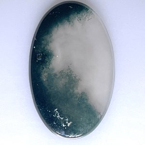 Green Moss Agate oval cabochon, unique green plume patterns, 44.86 carats             003-10-036