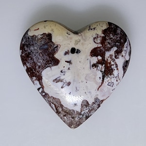 Cabochon de cœur de jaspe naturel unique, percé, perle de cœur de jaspe 100,73 carats 045-015-001