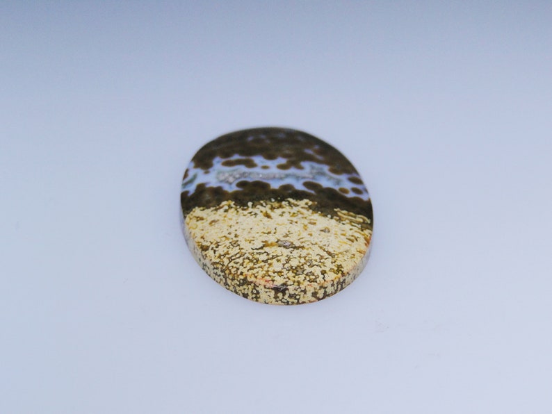33.13 carats 046-10-007 Unique Ocean Jasper oval cabochon druzy included