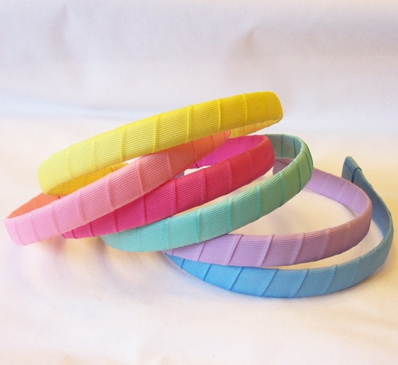 Items similar to Spring Solid Colors Grosgrain Ribbon Wrapped Headband ...