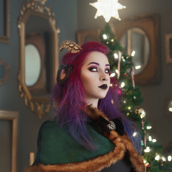 Bone Orchard Baphomet Horn and Ear Fantasy Headband