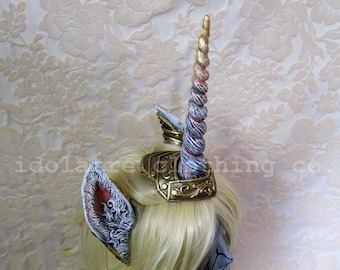 Armored Unicorn Horn and Ear Fantasy Headband