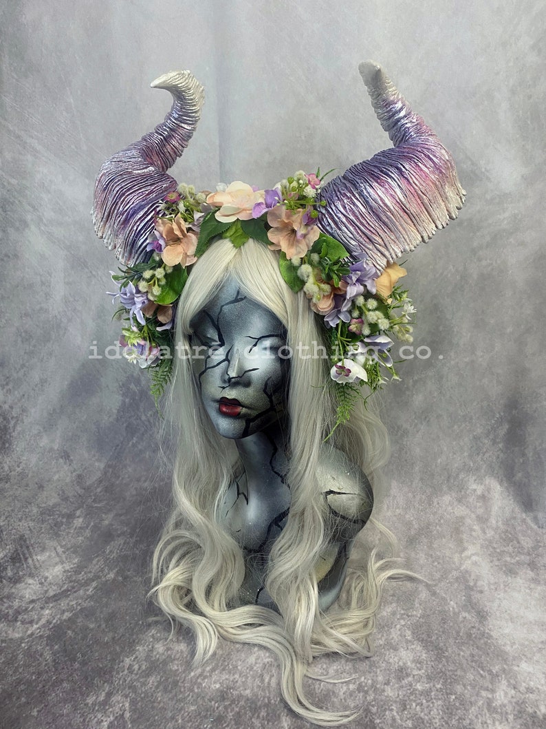 Dynamic Maenad Horned Flower & Foliage Headpiece image 5