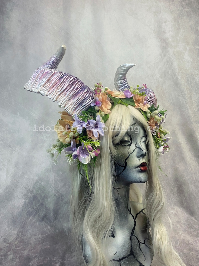 Dynamic Maenad Horned Flower & Foliage Headpiece image 7