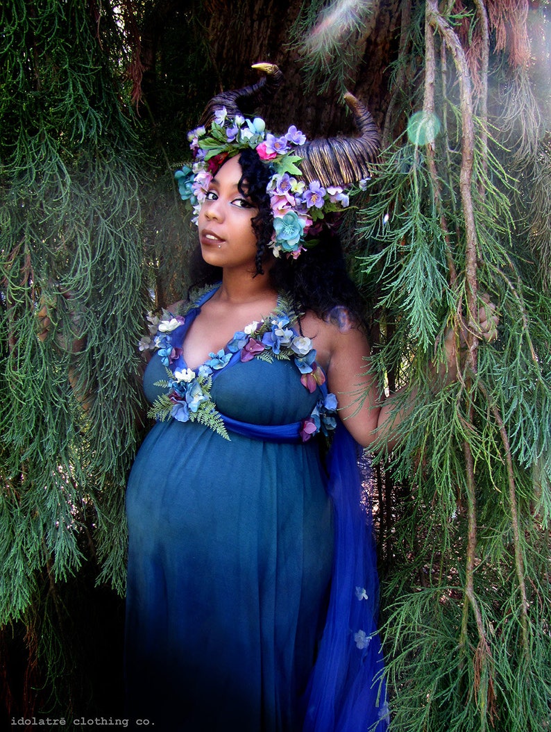 Dynamic Maenad Horned Flower & Foliage Headpiece image 1