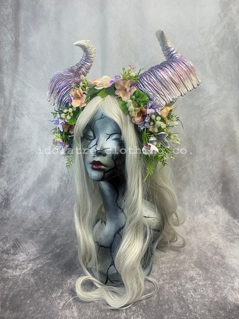 Dynamic Maenad Horned Flower & Foliage Headpiece image 8