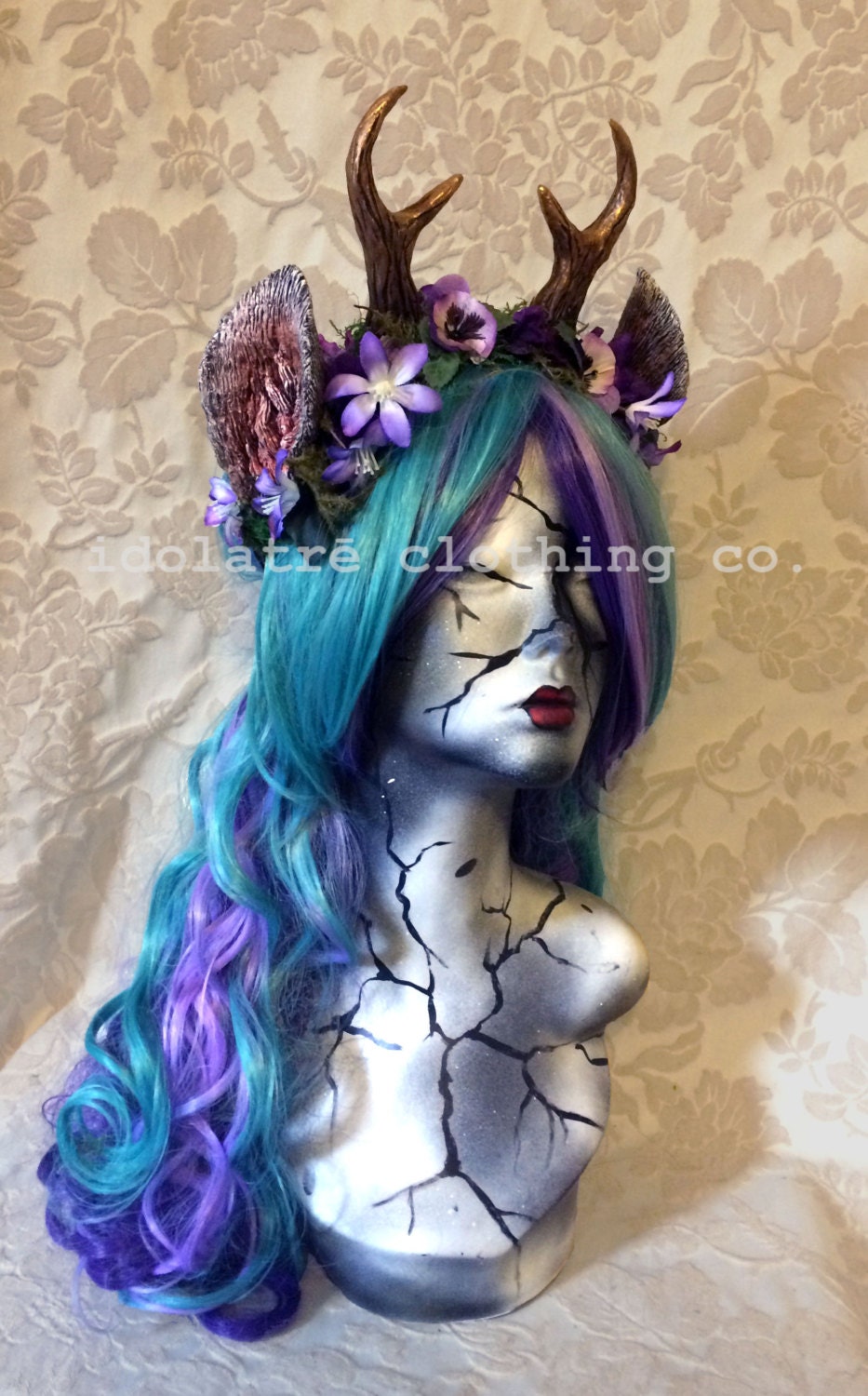 Moss and Flower Nymph Fawn Mini Antler & Ear Headband Etsy