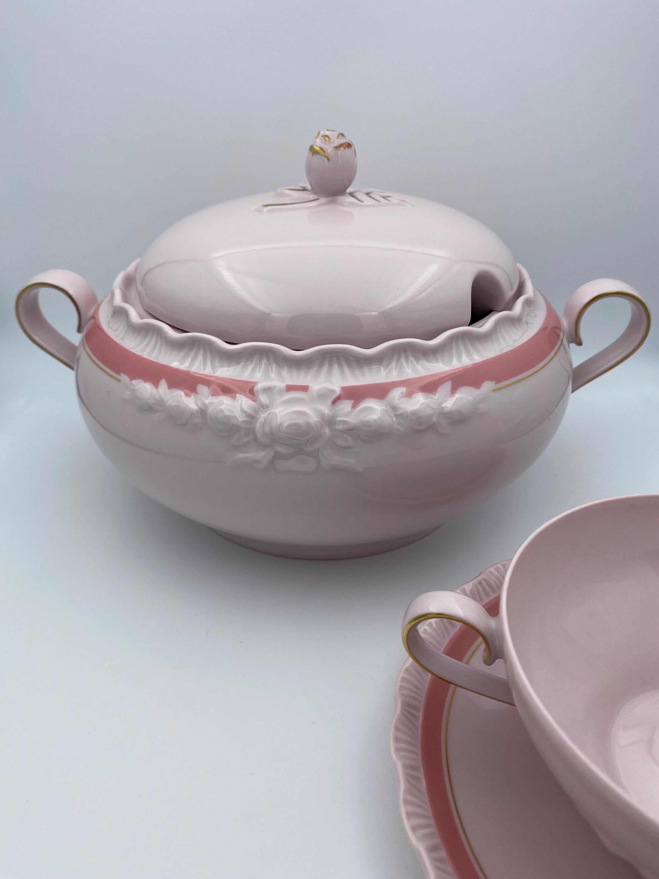 Service à Café Hutschenreuther – Tasse, Soucoupe Et Plat à Gâteau – Décor Floral Or