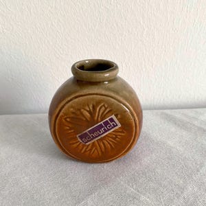 Scheurich Mini-Vase, Mid Century Keramik Vase in beige braun, kleine Vintage Vase