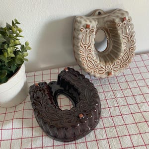 Dekorative Hufeisen Backform, Vintage Scheurich Kuchenform, alte Puddingform, Keramikform zum Backen, Viel Glück Kuchen
