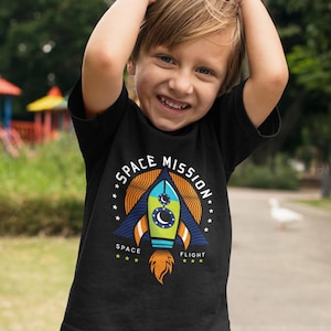 Kids Space Adventure Shirt: Rocket Ship Cotton Tee and Baby Bodysuit