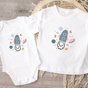 Rakete Baby Body & Kleinkind-Shirt: Weltraum Outfit