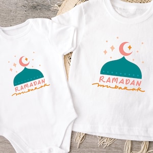 Ramadan Mubarak Baby Onesie and Toddler T-Shirt | Long Sleeve Shirt – Cute Islamic Outfit for Iftar, Eid Youth Shirt, Muslim Baby Bodysuit