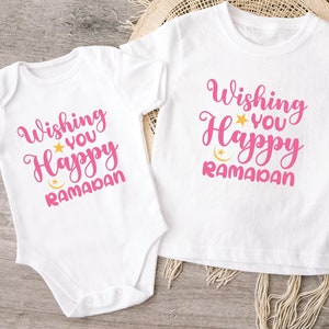 Ramadan Mubarak Baby Bodysuit & Kids Shirt – Wishing You a Happy Ramadan – Cute Eid Outfit – Perfect for Iftar and Prayer