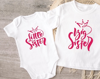 Big Sister Little Sister Outfit: Matching Sibling Shirt or Baby Onesie