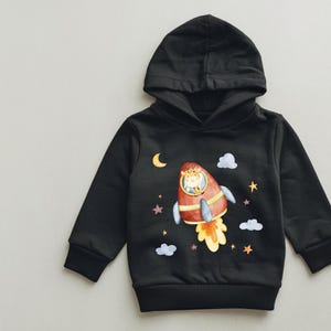 Rocket Ship Hoodie Toddler, Space Theme Kids Sweatshirt, Astronaut Hoodie Boys, Galaxy Pullover 2T-6T, Cute Rocket Hoodie Kids