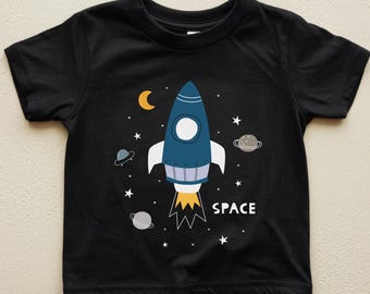 Rocket Ship Baby Outfit: Space Toddler Shirt, Matching Sibling Set