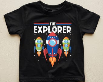 Kids Space Explorer Shirt: Rocket Ship Adventure, Planet Tee and Baby Bodysuit