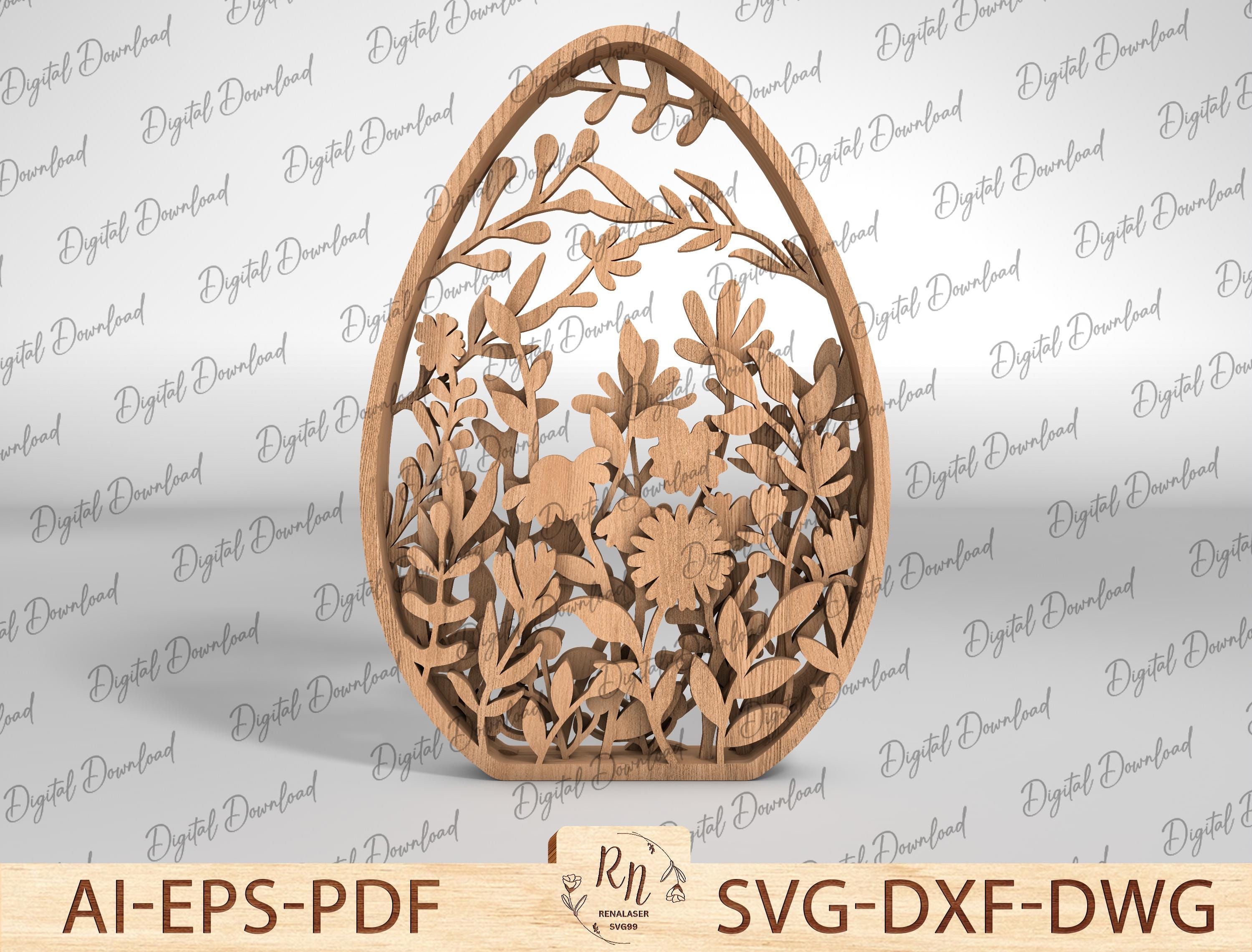 Easter Laser Cut Files Egg SVG Layered Bundle, Floral Eggs Multilayer ...