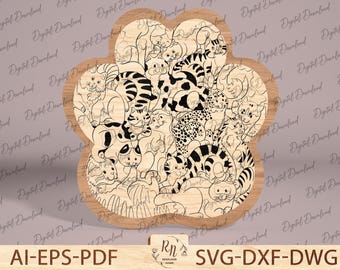 Animal puzzles cut file, Educational kids animal puzzle svg laser cut file Glowforge, Toy For Kids Svg, Wooden puzzle, glowforge file Svg