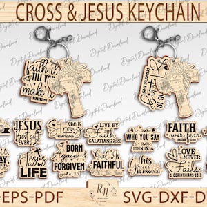 Religieuze sleutelhanger lasergesneden bestanden, religieus geloof geschenken, christelijke sleutelhanger, geloof gesneden bestanden Svg, Jezus lasergesneden bestand