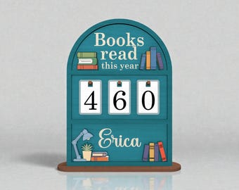 Libri letti quest'anno in formato SVG, file di taglio laser per il monitoraggio della lettura, cartello personalizzato per il conteggio dei libri, decorazione per gli amanti dei libri in formato SVG