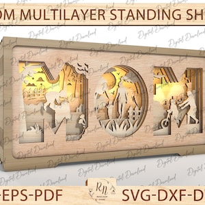 MOM multicamadas em pé SVG, presente de dia das mães svg para mãe, download digital de arquivos GlowForge