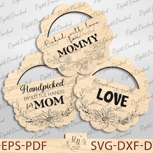 Bloemen voor mama lasergesneden bestanden Svg, Mason Jar deksel Moederdag bloem houder, zorgvuldig geselecteerde jar topper bloemenhouder, Mason Jar deksel Svg