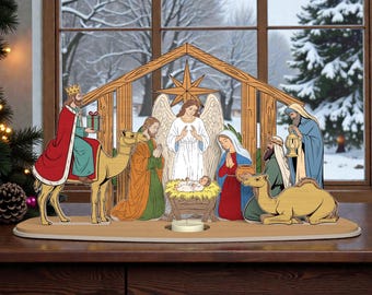 Nativity Scene SVG, 3D Layered Nativity SVG, Christmas Manger Cut File, Holy Family Laser Cut Display SVG, Glowforge Xtool Religious Decor
