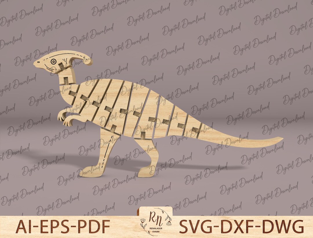 3D Puzzle Dinosaur Laser Cut Wooden, Toy Playroom Decor Collectible ...