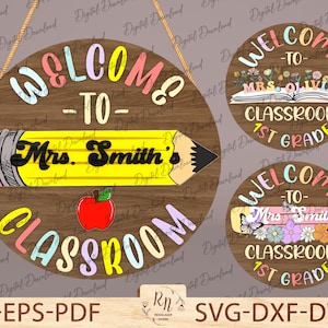Teacher Door sign SVG Laser Cut, Back To School Gift, Teacher Appreciation Gift, Teacher Door Hanger SVG, Teacher Gift, Classroom Decor