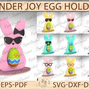 Supporto per uovo di cioccolato di Pasqua svg, portauovo Kinder Joy, download digitale, file Glowforge Laser Cut