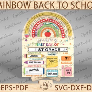 Regenbogen zurück in die Schule Zeichen, Erster Schultag Zeichen, Zurück in die Schule Zeichen, personalisiertes Schulschild, Kindergarten Erster Schultag Zeichen