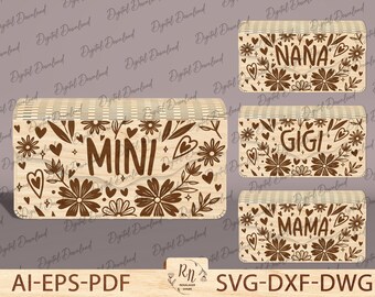 Personalized Elegant Wooden Bag with Floral Pattern, Laser Cut Wooden Clutch Bag, Handbag Digital Download SVG, Mother's day Gift