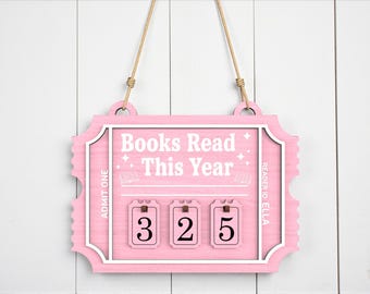 Libri letti quest'anno in formato SVG, registro di lettura per gli amanti dei libri, registro di lettura in legno tagliato al laser, cartello di lettura in formato SVG