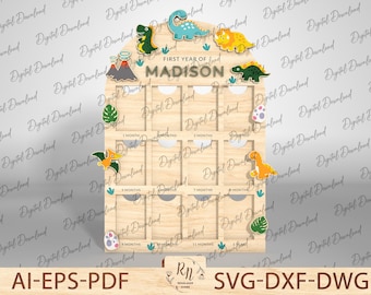 My First Year Photo Frames Cut File Svg,Personalized Baby Picture Frame Lasercut, Newborn Stats Frame, New Baby Chart, Wall Hanging Frame