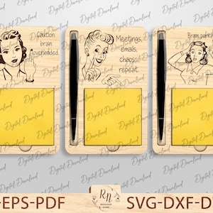 Craft Supply Sticky Note Pad Holder SVG, Laser Cut Note Pad Holder, Sticky Note Pad Holder SVG, Craft Supply Sticky Note Pad Holder SVG