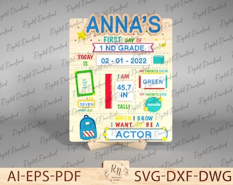 First and Last Day of School Sign SVG, Personalized Back To School Interchangeable Sign Laser Cut File, Dry Erase School Board Svg Download