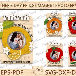 Personalized Mother's Day Fridge Photo Magnet, Custom Photo Frame, Unique Mother’s Day Gift, Gift for Mom or Grandma, Laser Ready File