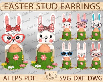 Bunny Easter egg holder laser cut svg file, Cute Bunny Card Easter SVG, SVG laser file bunny box, Glowforge File Svg