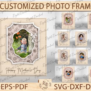 Baby Photo Frames Laser Cut File Svg Bundle, Vintage Floral Photo Frame, Mother‘s Day Fridge Magnet, Picture Frame Laser Cut ,Glowforge File