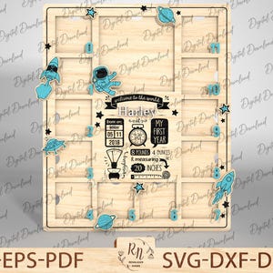 Moldura personalizada para primeiro ano de bebê, decoração de primeiro aniversário, presente para bebê, chá de bebê, colagem de fotos de bebê, moldura para marco mensal SVG