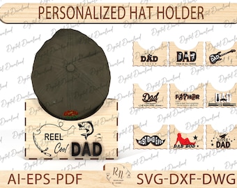 Porte-chapeau personnalisé pour la fête des pères en bois, porte-chapeau personnalisé, organiseur et présentoir de chapeaux personnalisés
