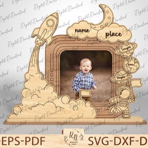 Baby photo frames laser cut file svg, Newborn frame svg, Photo Frame Child Laser cut files, Baby announcement photo frame birth Svg