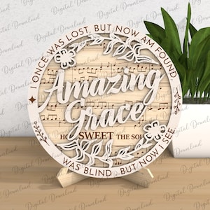 Stand Decor Laser Cut Amazing Grace , Religious Tiered Decor - DIGITAL FILES