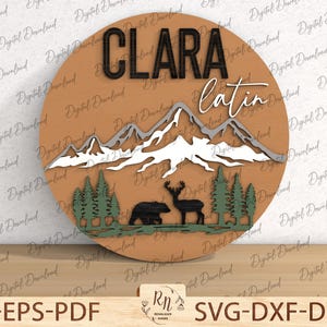 Mountain Bear Design, Woodland Scenes Bundle SVG, Wilderness svg, Deer svg, Forest Silhouette svg, Woodland Animals svg, glowforge file