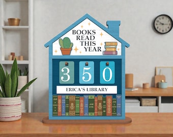 Cartello per casa "Libri letti quest'anno" in formato SVG, decorazione per biblioteca con conta-letture, cartello personalizzato per il conteggio dei libri, file CNC Glowforge tagliato al laser