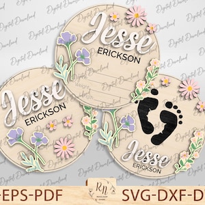 Personalized Birth Announcement Sign Laser Cut File, Baby Name Sign for Hospital, Hospital Keepsake Newborn,Baby Name Announcement,Baby Gift