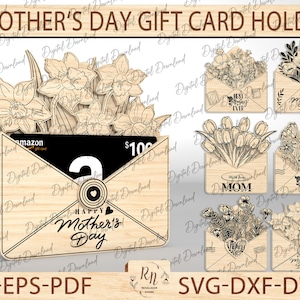 Muttertag Zeichen SVG, Laser Cut Glowforge Cricut Digitaler Download-Dateien, Laser Cut-Datei Muttertag Geschenkkartenhalter SVG, Geschenk für Mama SVG